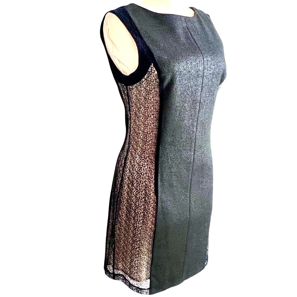 Rag & Bone Black Tweed & Mesh Mini Sheath Dress 6 Classic Exposed Full Back Zip - Picture 4 of 9